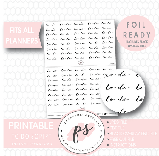 To Do Script Digital Printable Planner Stickers (Foil Ready) - Plannerologystudio