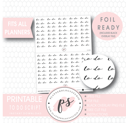 To Do Script Digital Printable Planner Stickers (Foil Ready) - Plannerologystudio