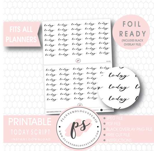 Today Script Digital Printable Planner Stickers (Foil Ready) - Plannerologystudio