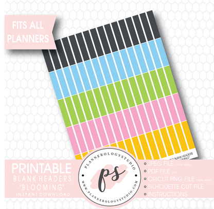 "Blooming" Blank Header Printable Planner Stickers - Plannerologystudio