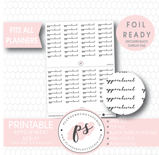 Appointment Script Digital Printable Planner Stickers (Foil Ready) - Plannerologystudio