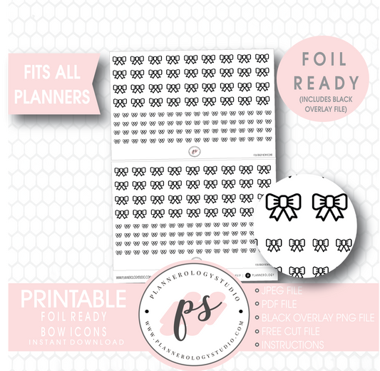 Bow Icon Digital Printable Planner Stickers (Foil Ready) - Plannerologystudio