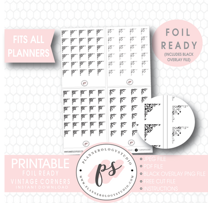 Vintage Corners Digital Printable Planner Stickers (Foil Ready) - Plannerologystudio