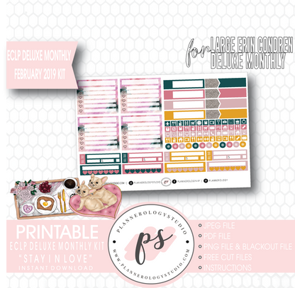 Stay In Love (Valentine's Day) February 2019 Monthly View Kit Digital Printable Planner Stickers (for use with Erin Condren Large Deluxe Monthly Planner) - Plannerologystudio