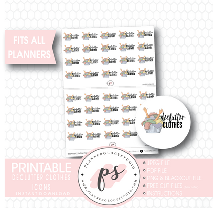 Declutter Clothes (KonMari Inspired) Icon Digital Printable Planner Stickers - Plannerologystudio