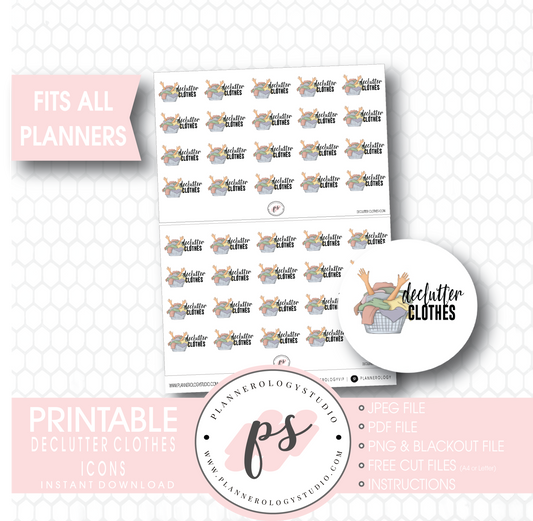 Declutter Clothes (KonMari Inspired) Icon Digital Printable Planner Stickers - Plannerologystudio