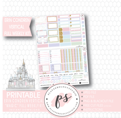 Magic (Disney Inspired) Full Weekly Kit Printable Planner Stickers (for use with Erin Condren Vertical) - Plannerologystudio