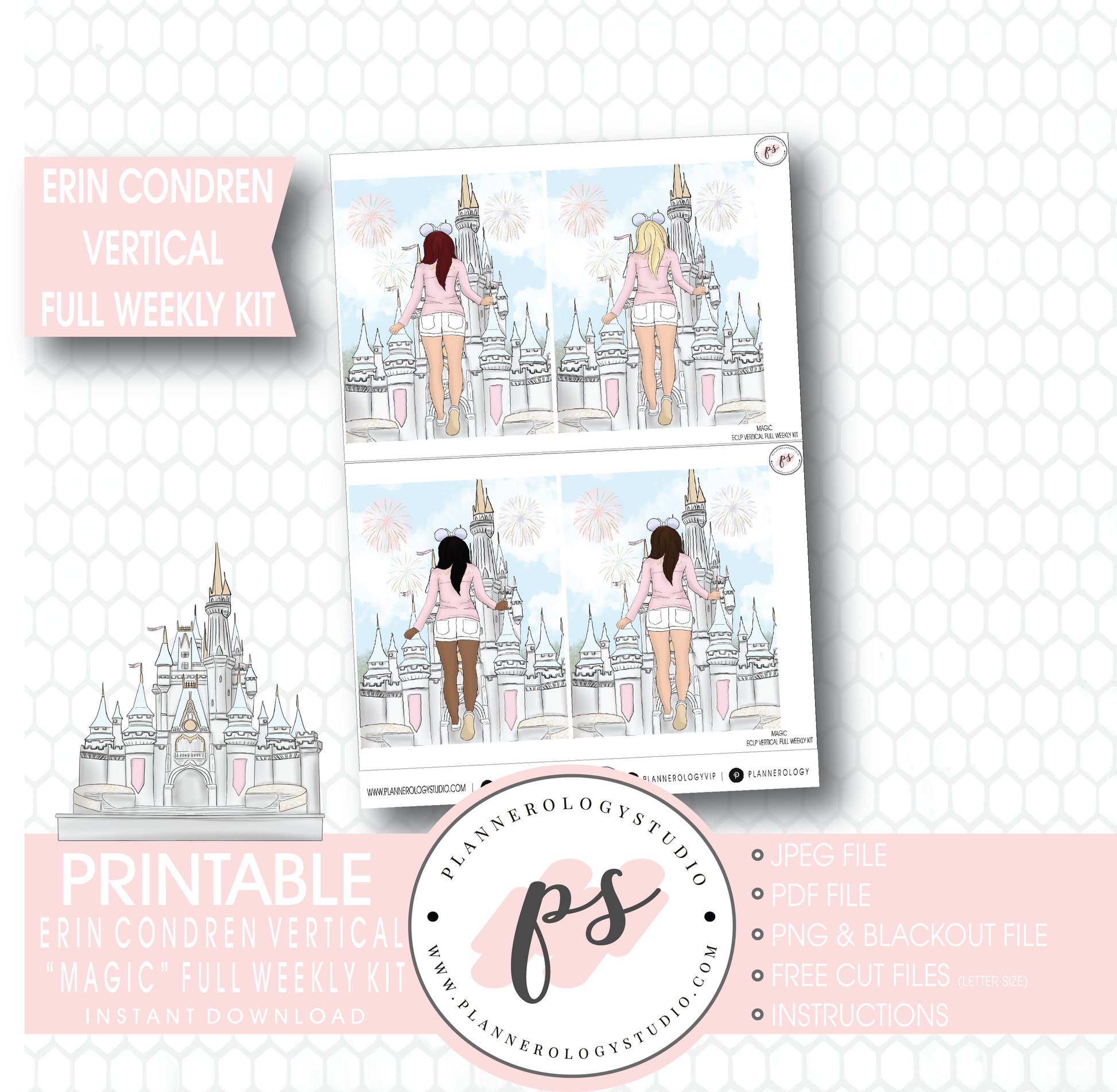 Magic (Disney Inspired) Full Weekly Kit Printable Planner Stickers (for use with Erin Condren Vertical) - Plannerologystudio