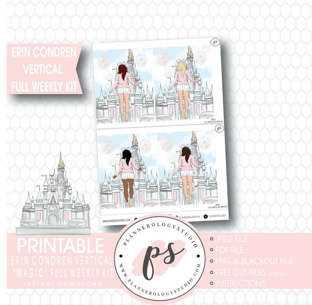 Magic (Disney Inspired) Full Weekly Kit Printable Planner Stickers (for use with Erin Condren Vertical) - Plannerologystudio