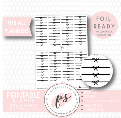 Decorative Bow Divider Digital Printable Planner Stickers (Foil Ready) - Plannerologystudio