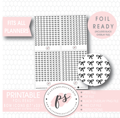 Decorative Bow Icon Digital Printable Planner Stickers (Foil Ready) - Plannerologystudio