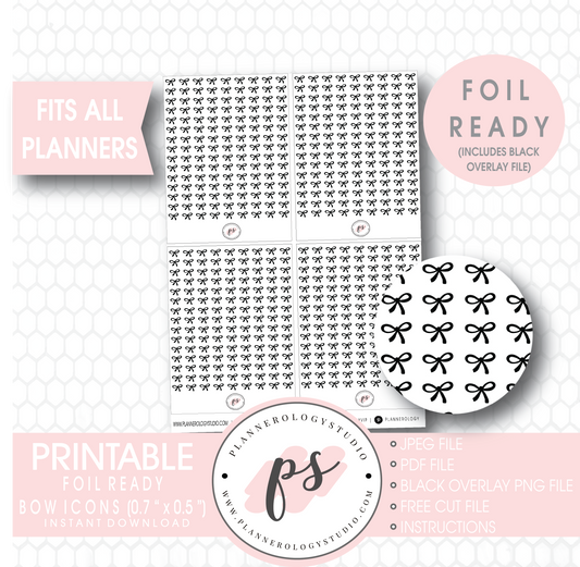 Decorative Bow Icon Digital Printable Planner Stickers (Foil Ready) - Plannerologystudio