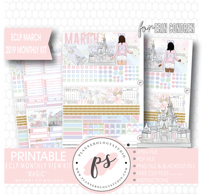 Magic (Disney Inspired) March 2019 Monthly View Kit Digital Printable Planner Stickers (for use with Erin Condren) - Plannerologystudio