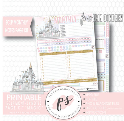 Magic (Disney Inspired) Monthly Notes Page Kit Digital Printable Planner Stickers (for use with Erin Condren) - Plannerologystudio
