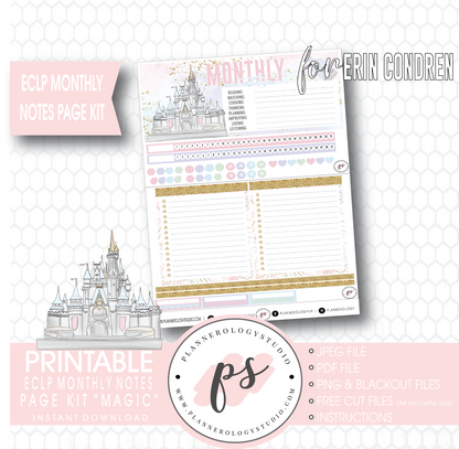 Magic (Disney Inspired) Monthly Notes Page Kit Digital Printable Planner Stickers (for use with Erin Condren) - Plannerologystudio