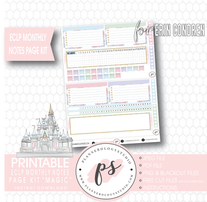 Magic (Disney Inspired) Monthly Notes Page Kit Digital Printable Planner Stickers (for use with Erin Condren) - Plannerologystudio