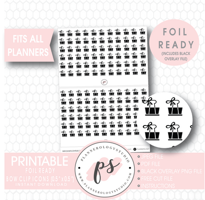 Bow Clip Icon Digital Printable Planner Stickers (Foil Ready) - Plannerologystudio