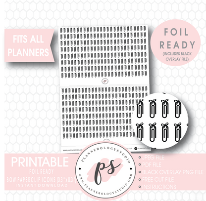 Bow Paperclip Icon Digital Printable Planner Stickers (Foil Ready) - Plannerologystudio