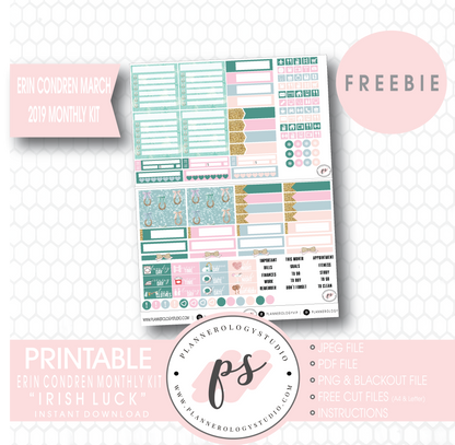Irish Luck (St. Patrick's Day) ECLP Erin Condren March 2019 Monthly Kit Digital Printable Planner Stickers (PDF/JPG/PNG/Cut File Freebie) - Plannerologystudio