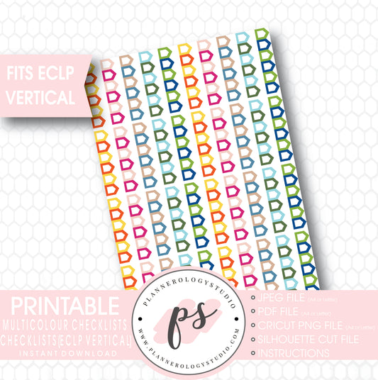 Pentagon Flag Checklist Printable Planner Stickers ( For Use with ECLP Vertical) - Plannerologystudio
