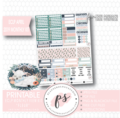 Fleur Easter April 2019 Monthly View Kit Digital Printable Planner Stickers (for use with Erin Condren) - Plannerologystudio