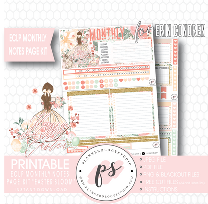 Easter Bloom Monthly Notes Page Kit Digital Printable Planner Stickers (for use with Erin Condren) - Plannerologystudio