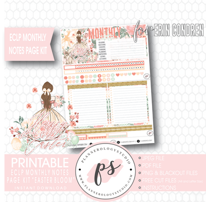 Easter Bloom Monthly Notes Page Kit Digital Printable Planner Stickers (for use with Erin Condren) - Plannerologystudio