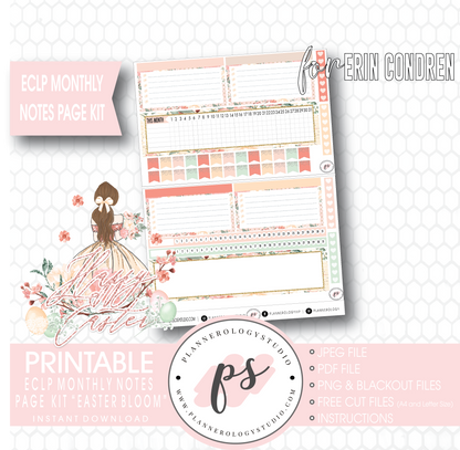 Easter Bloom Monthly Notes Page Kit Digital Printable Planner Stickers (for use with Erin Condren) - Plannerologystudio