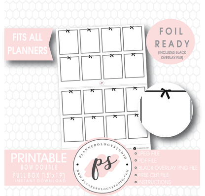 Decorative Bow Double Full Boxes Digital Printable Planner Stickers (Foil Ready) - Plannerologystudio