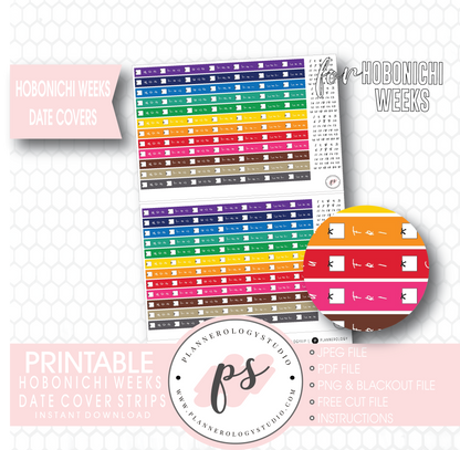 Hobonichi Weeks Rainbow Date Cover Strips Digital Printable Planner Stickers - Plannerologystudio