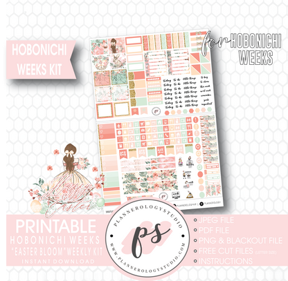Easter Bloom Weekly Kit Printable Digital Planner Stickers (for use with Hobonichi Weeks) - Plannerologystudio