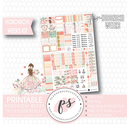 Easter Bloom Weekly Kit Printable Digital Planner Stickers (for use with Hobonichi Weeks) - Plannerologystudio