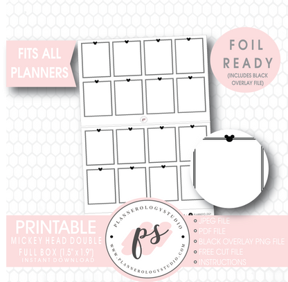 Mickey Mouse Inspired Double Full Boxes Digital Printable Planner Stickers (Foil Ready) - Plannerologystudio