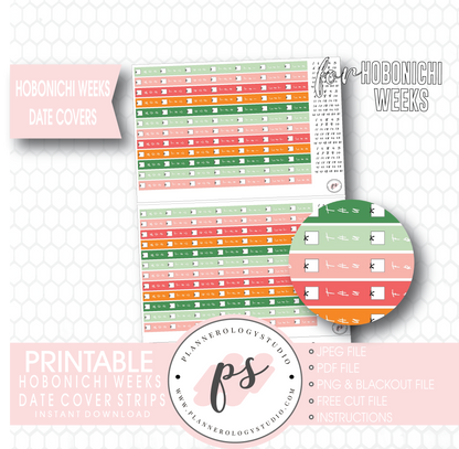 Hobonichi Weeks Spring Colours Date Cover Strips Digital Printable Planner Stickers - Plannerologystudio