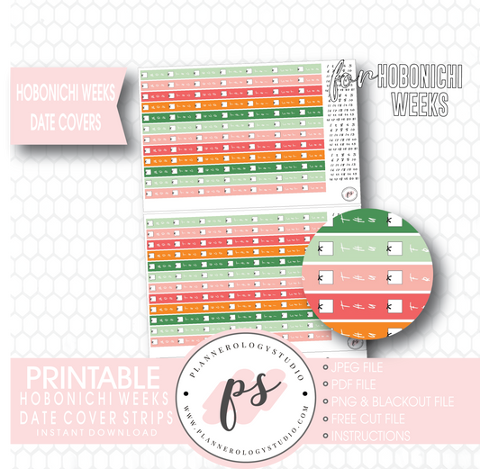 Hobonichi Weeks Spring Colours Date Cover Strips Digital Printable Planner Stickers - Plannerologystudio