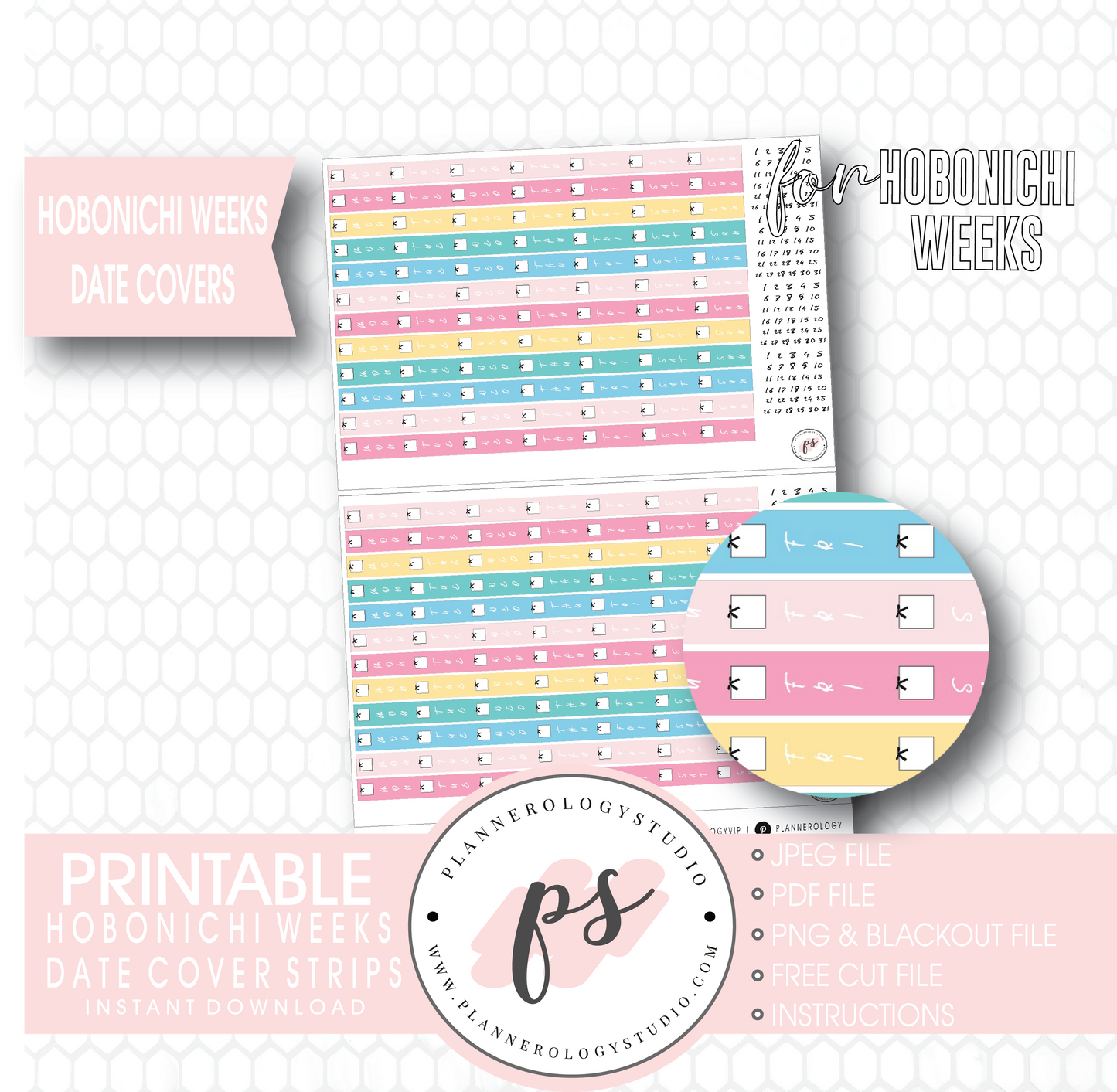 Hobonichi Weeks Spring Colours Date Cover Strips Digital Printable Planner Stickers - Plannerologystudio