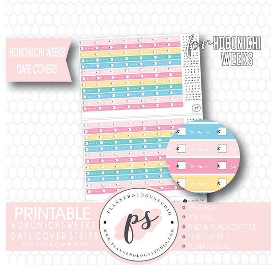 Hobonichi Weeks Spring Colours Date Cover Strips Digital Printable Planner Stickers - Plannerologystudio