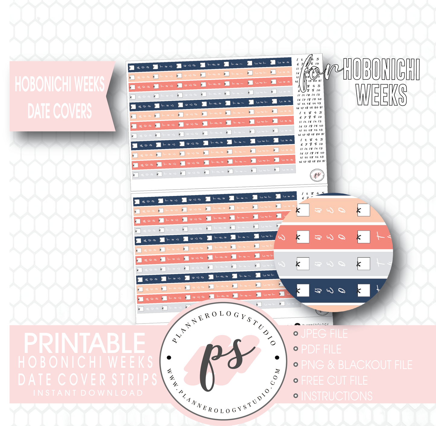 Hobonichi Weeks Spring Colours Date Cover Strips Digital Printable Planner Stickers - Plannerologystudio