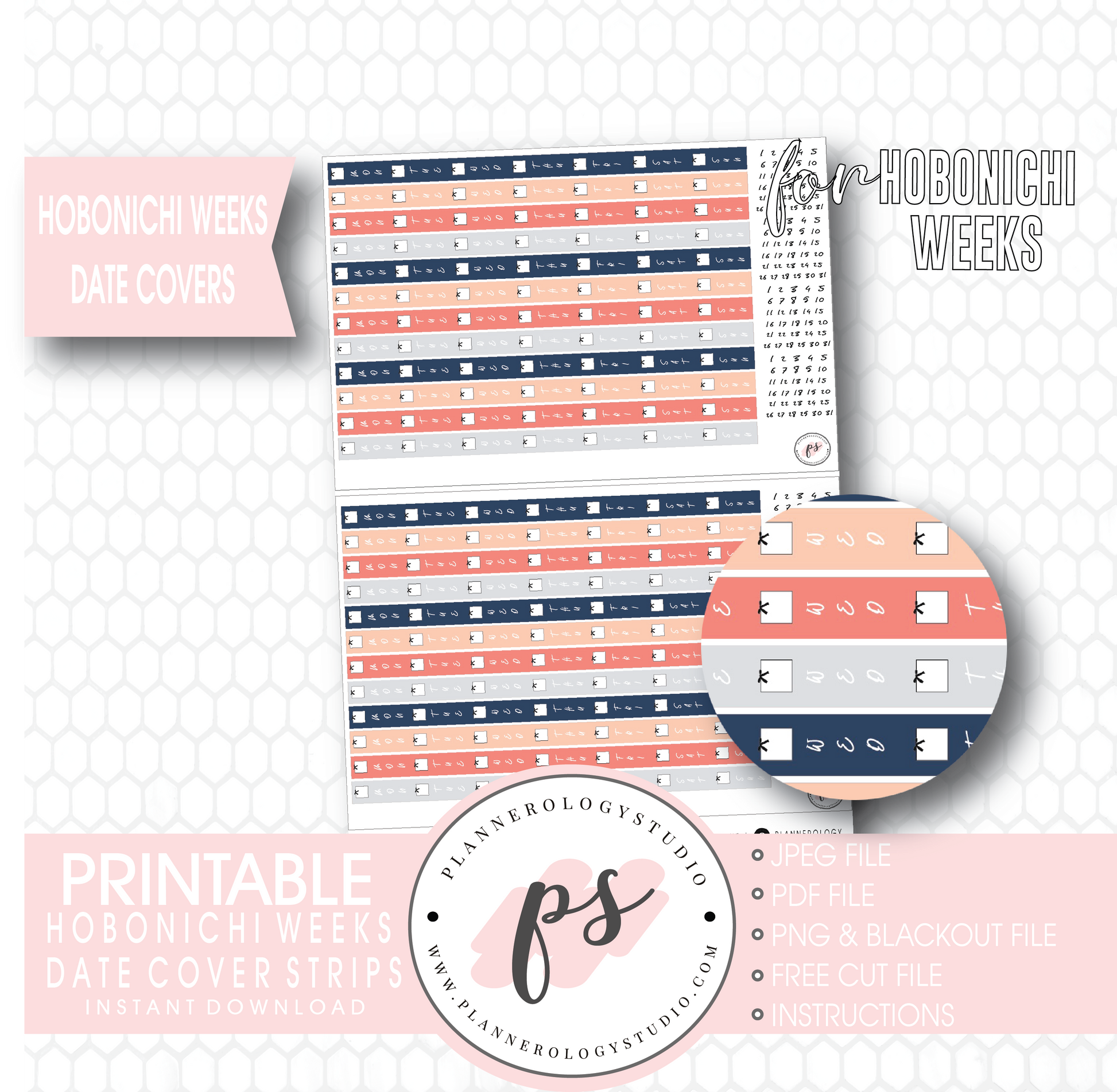 Hobonichi Weeks Spring Colours Date Cover Strips Digital Printable Planner Stickers - Plannerologystudio