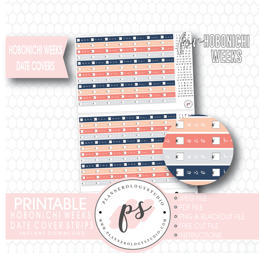 Hobonichi Weeks Spring Colours Date Cover Strips Digital Printable Planner Stickers - Plannerologystudio