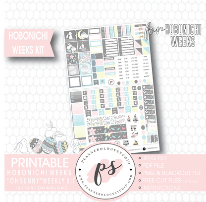 Oh Bunny (Easter) Weekly Kit Printable Digital Planner Stickers (for use with Hobonichi Weeks) - Plannerologystudio