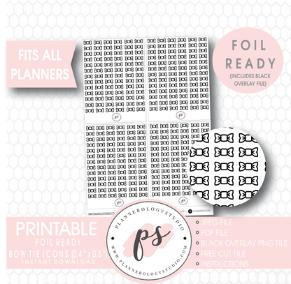 Decorative Bow Tie Icon Digital Printable Planner Stickers (Foil Ready) - Plannerologystudio