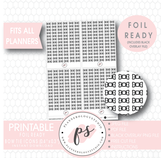 Decorative Bow Tie Icon Digital Printable Planner Stickers (Foil Ready) - Plannerologystudio