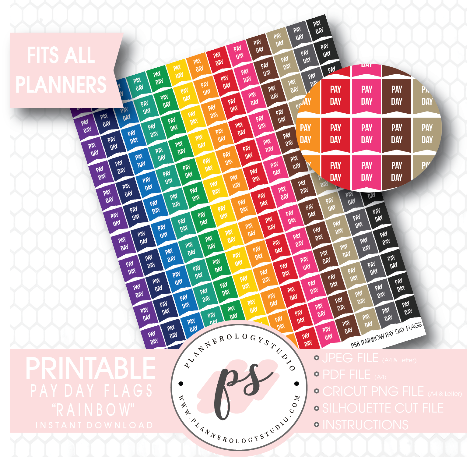 Rainbow Pay Day Flags Printable Planner Stickers - Plannerologystudio