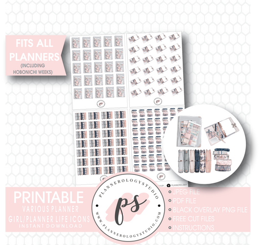 Various Planner Girl/Planner Life Icons Digital Printable Planner Stickers - Plannerologystudio