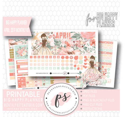 Easter Bloom April 2019 Monthly View Kit Digital Printable Planner Stickers (for use with Big Happy Planner) - Plannerologystudio