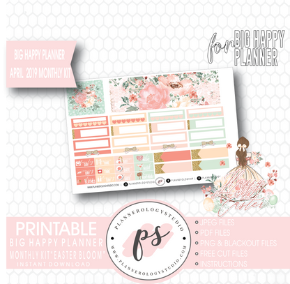 Easter Bloom April 2019 Monthly View Kit Digital Printable Planner Stickers (for use with Big Happy Planner) - Plannerologystudio