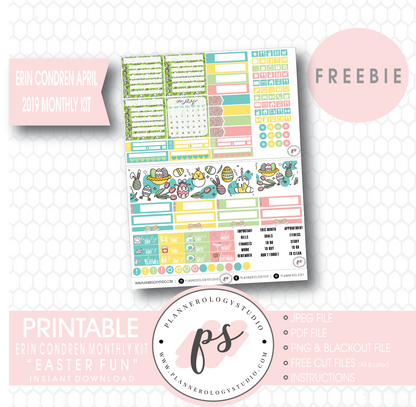 Easter Fun ECLP Erin Condren April 2019 Monthly Kit Digital Printable Planner Stickers (PDF/JPG/PNG/Cut File Freebie) - Plannerologystudio