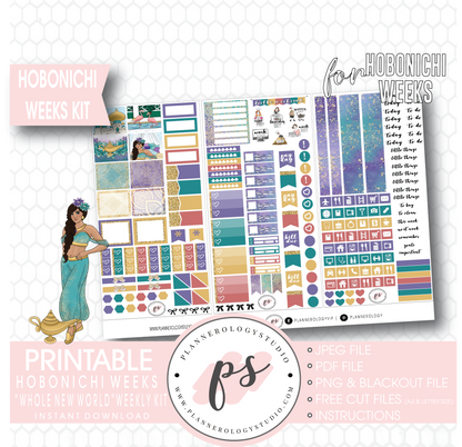 Whole New World (Aladdin) Weekly Kit Printable Digital Planner Stickers (for use with Hobonichi Weeks) - Plannerologystudio