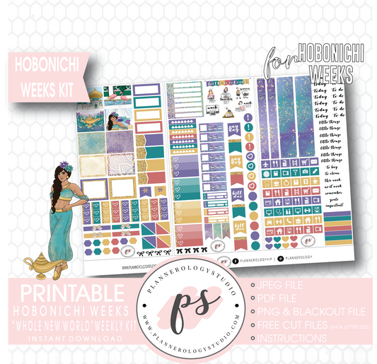 Whole New World (Aladdin) Weekly Kit Printable Digital Planner Stickers (for use with Hobonichi Weeks) - Plannerologystudio